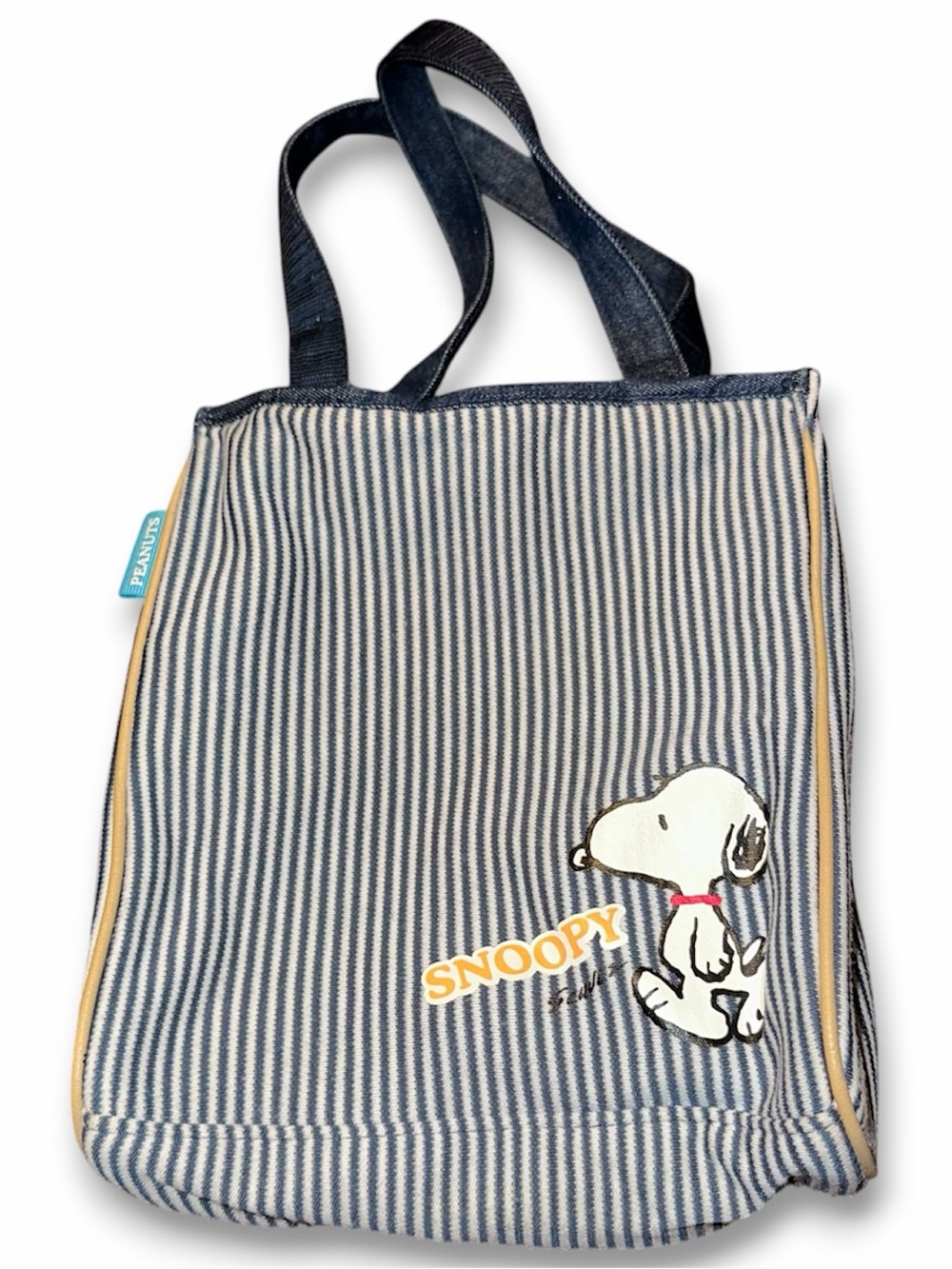 Vintage Snoopy Peanuts United Feature Syndicate Striped Padded Tote Bag